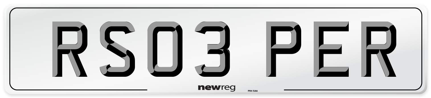 RS03 PER Number Plate from New Reg